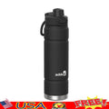 Vacuum Insulated Stainless Steel Water Bottle with Straw Leak Proof Wide Mouth Durable Handle BPA Free Travel Hiking Sports 24oz