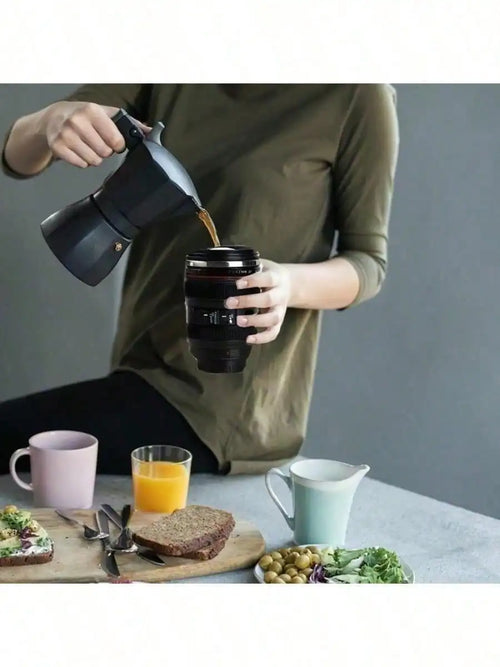 1PC Stainless Steel Insulated Coffee Cup Photography Theme DSLR Camera Lens Novel Unique Design,Portable Leak-Proof Fashion Cup
